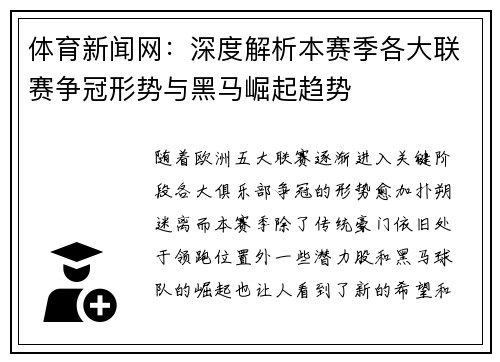 体育新闻网：深度解析本赛季各大联赛争冠形势与黑马崛起趋势